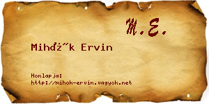 Mihók Ervin névjegykártya